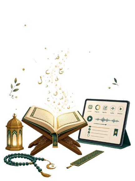 Student memorizing the Qur'an with a teacher