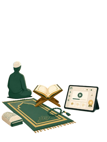 Prayer mat facing the qibla in a mosque niche